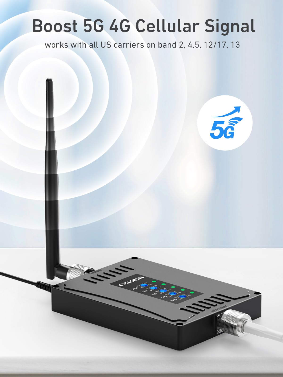 Cell Phone Signal Booster For Home Office Metal Building | Boosts 5G 4G Lte Signals On Band 2 4 5 12 13 17| Up To 3000 Sq Ft | S